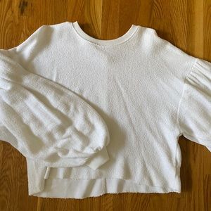 Free People Terry Cloth Puff Sleeve Sweater